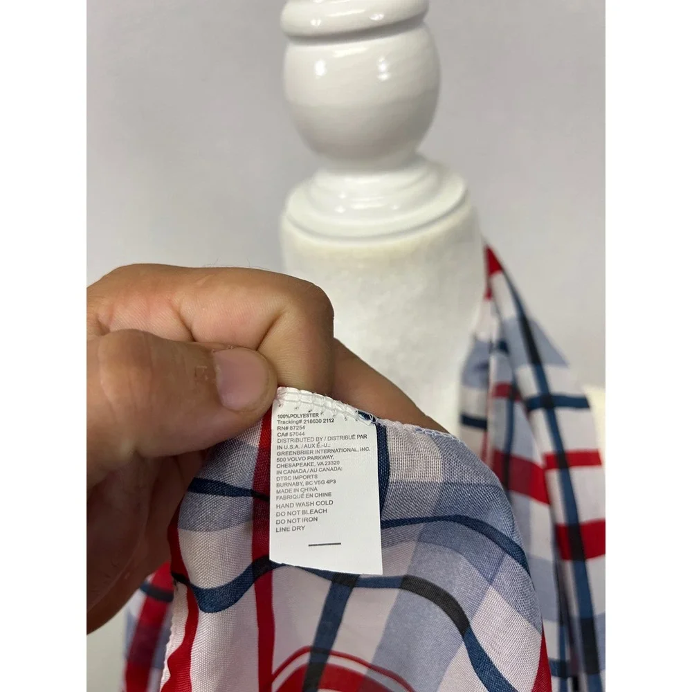 Preppy Americana Greenbrier International Womens OS Red Blue White Plaid Scarf